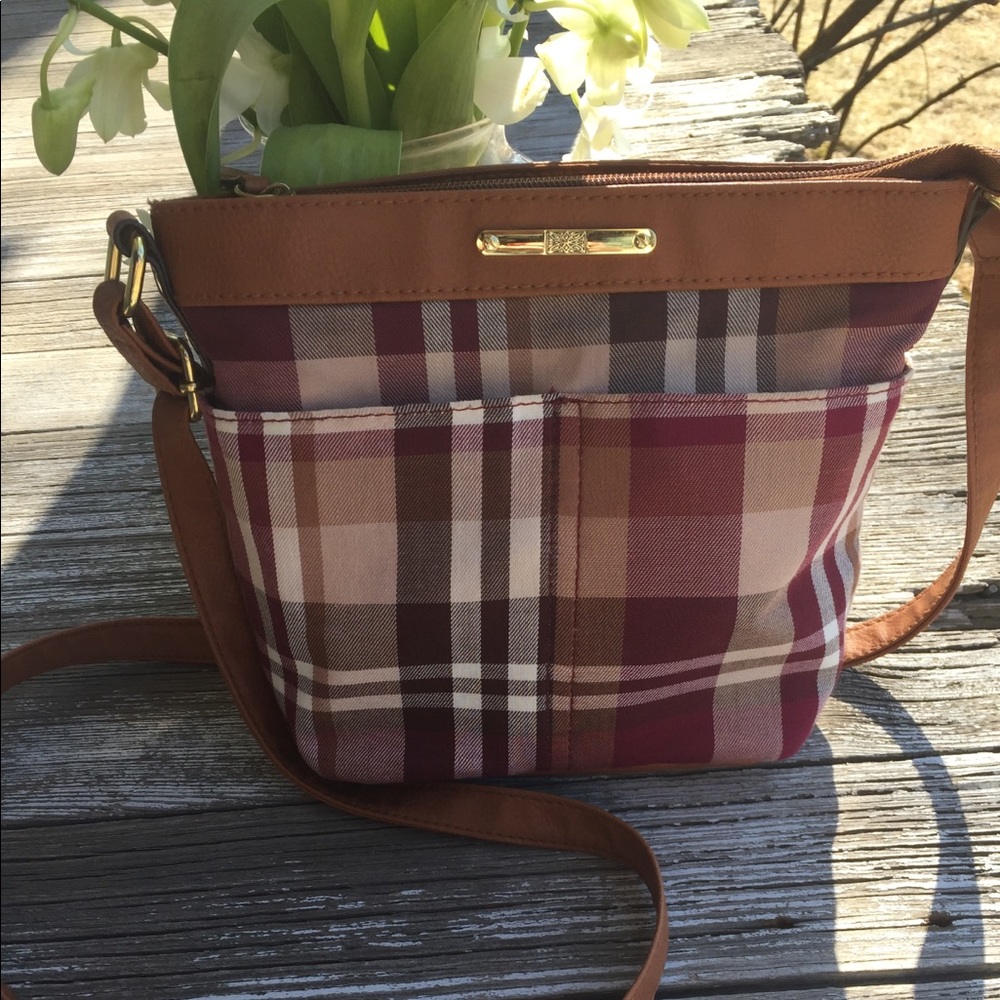 ❤️ Red Plaid Leather Strap Shoulder Bag Purse